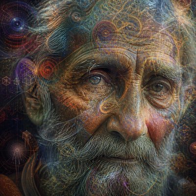 close-up portrait of an elderly person with expressive weathered features