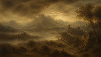 sweeping panoramic landscape with a dramatic sky
