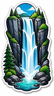 towering waterfall cascading down a cliff