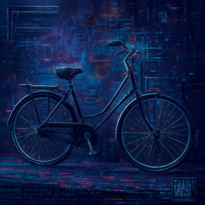 bicyle resting against a wall