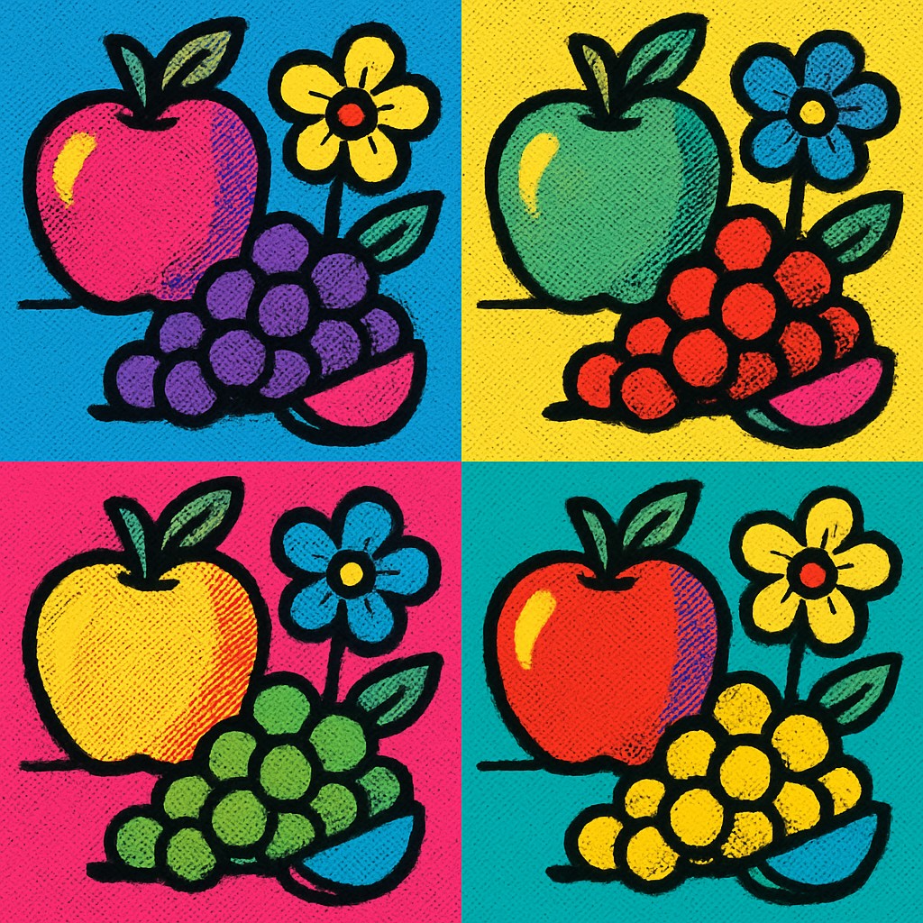 still life arrangement of fruits and flowers