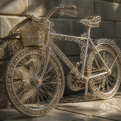 bicyle resting against a wall — Filigree Jewelry Style