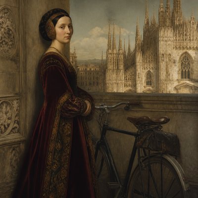 bicyle resting against a wall — Milan Art Style