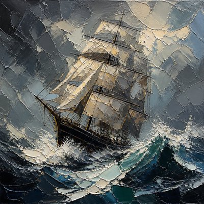 sailing ship on a stormy sea