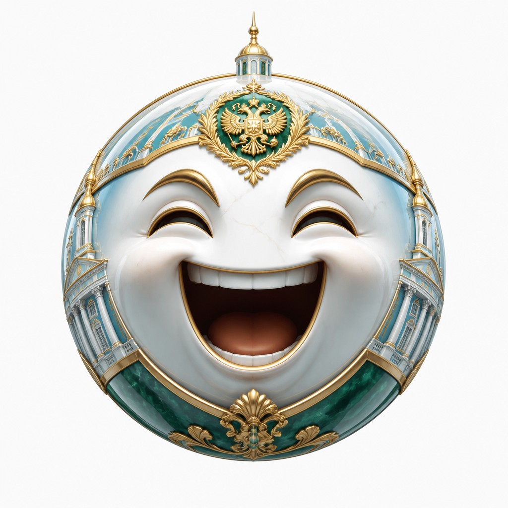 an exaggerated laughing face of an original round mascot character, bold and readable at small size, plain background, no text