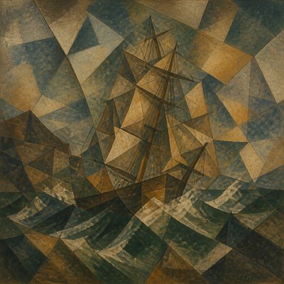 sailing ship on a stormy sea