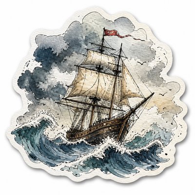 sailing ship on a stormy sea