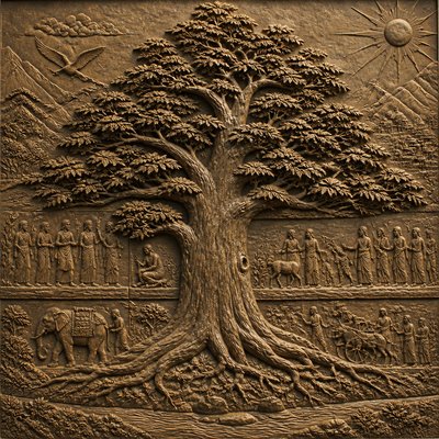 a tree in nature — Relief Carving Sculpture Style