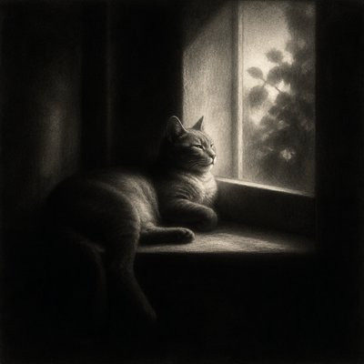 a cat lounging in a sunlit window