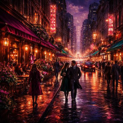 urban street with city activity

