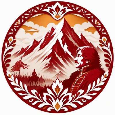 an emblem of a mountain peak inside a circle, simple bold shapes on a plain background, no text or lettering