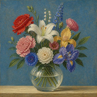 bouquet of flowers in a glass vase