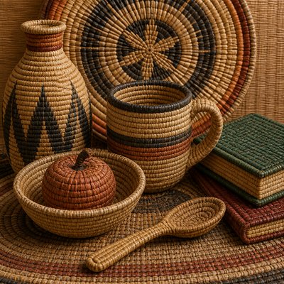 still life with everyday objects — Basketry Art Style