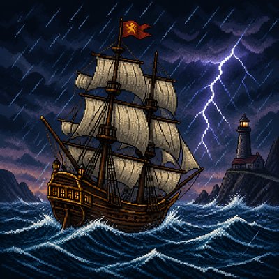 sailing ship on a stormy sea
