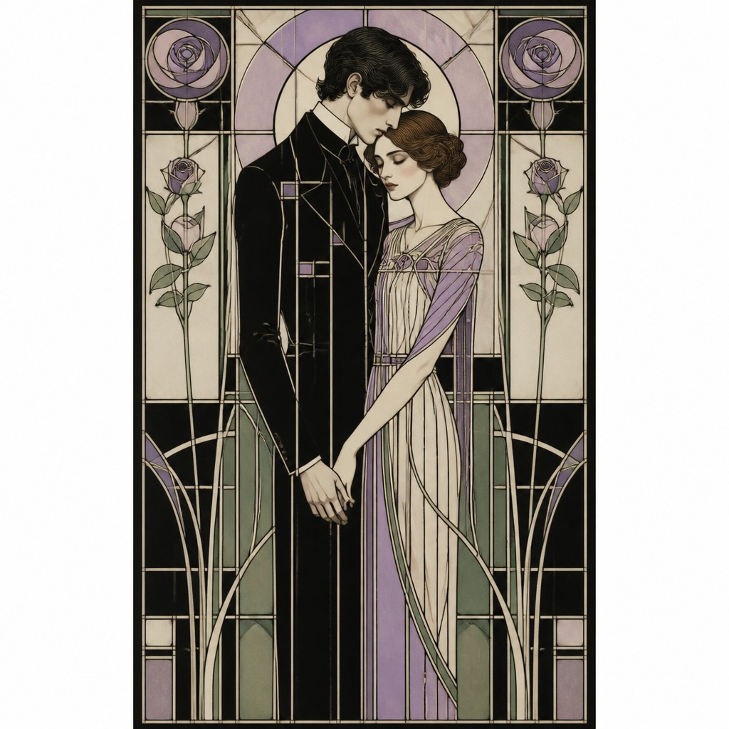 portrait of two people together — Glasgow Style Art Nouveau