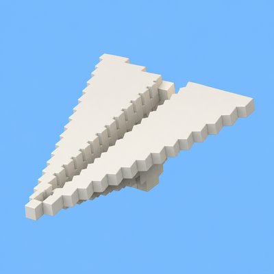 a paper plane, clean minimal composition on a plain background, no text