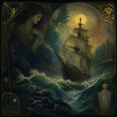 sailing ship on a stormy sea