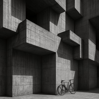 bicyle resting against a wall
