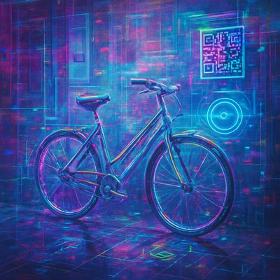 bicyle resting against a wall