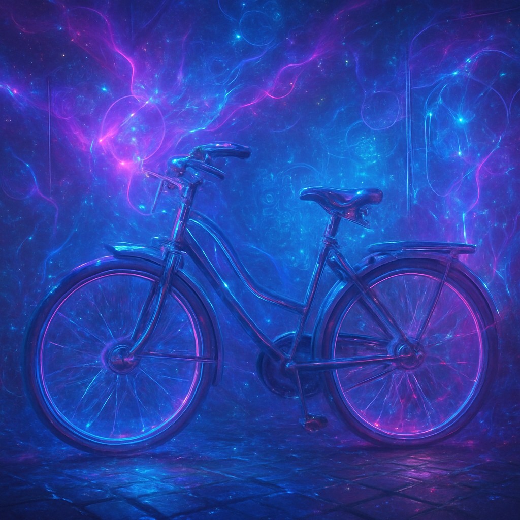 bicyle resting against a wall