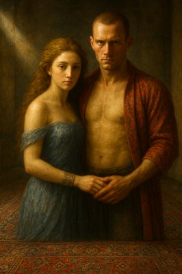 a painting of a man and a woman