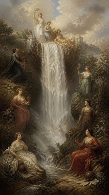 towering waterfall cascading down a cliff