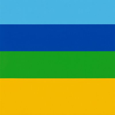 a blue, green, yellow, and blue background