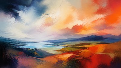 sweeping panoramic landscape with a dramatic sky