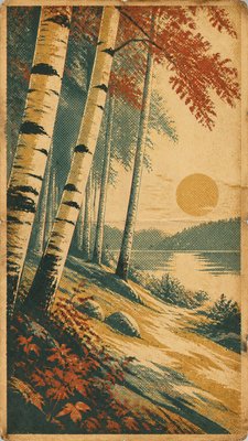 a serene birch forest in soft morning light, no people, no text