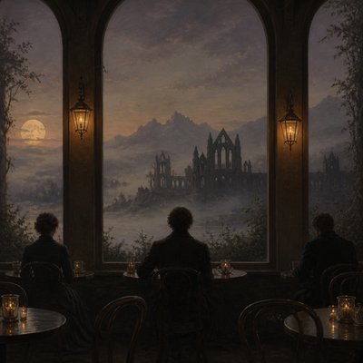 cozy cafe interior with warm lighting