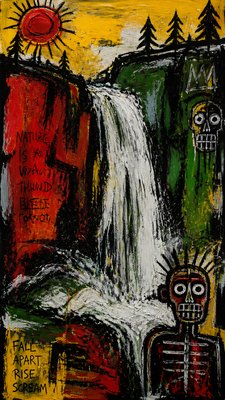 towering waterfall cascading down a cliff