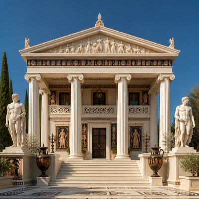 house with front view — Athens Art Style