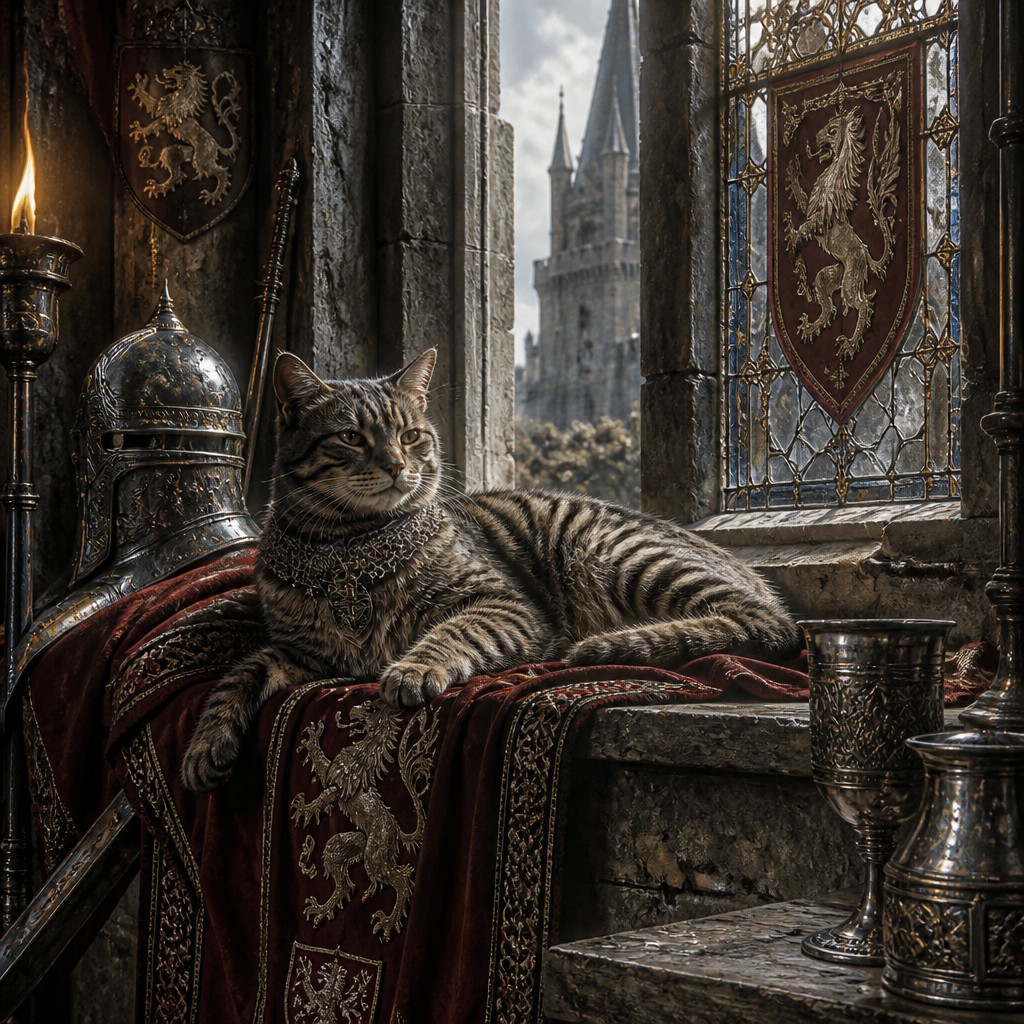 a cat lounging in a sunlit window — Knightcore Aesthetic