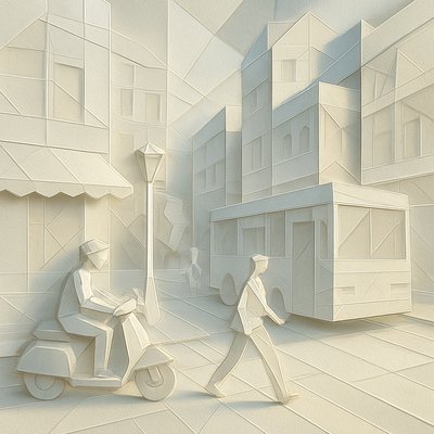 urban street with city activity