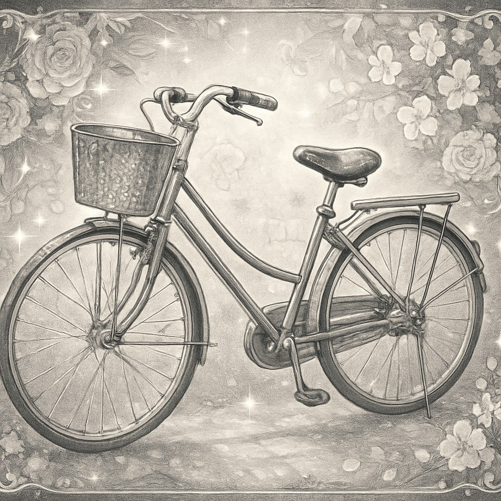bicyle resting against a wall