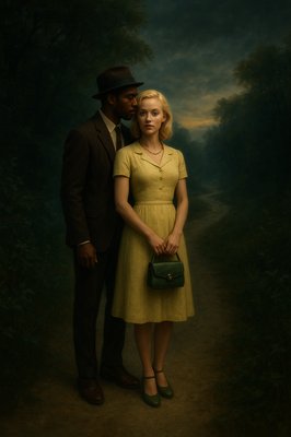 a painting of a man and a woman posing for a picture