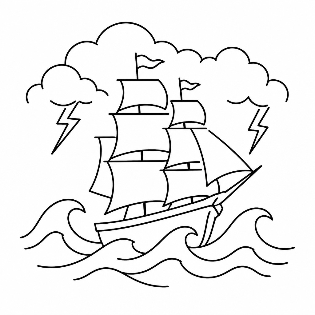 sailing ship on a stormy sea