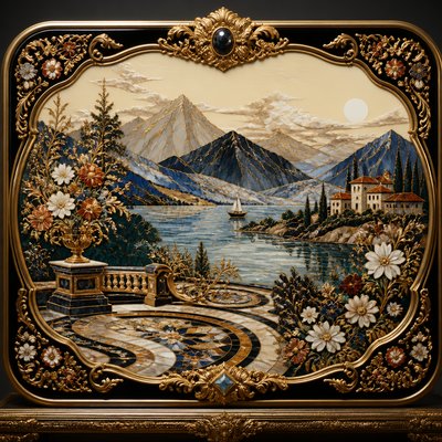 wide landscape with natural scenery — Decorative Arts Style