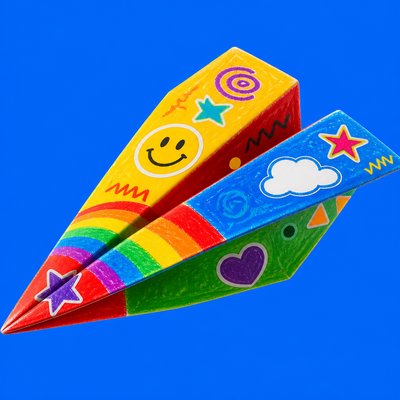 a paper plane, clean minimal composition on a plain background, no text