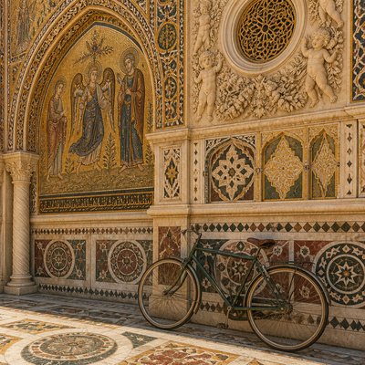 bicyle resting against a wall — Palermo Art Style