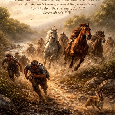 “If thou hast run with the footmen, and they have wearied thee, then how canst thou contend with horses? and if in the land of peace, wherein thou trustedst, they wearied thee, then how wilt thou do in the swelling of Jordan?” (Jeremiah 12:5, KJV)
