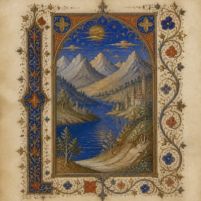 serene landscape with mountains and water