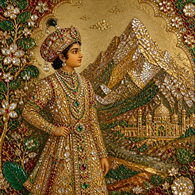 A boy standing near a mountain  