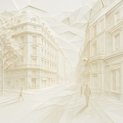 Architectural Origami Narrative Style Transfer Example