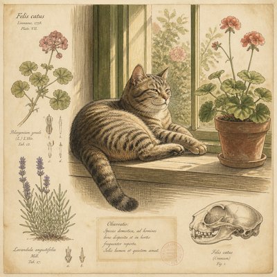 a cat lounging in a sunlit window