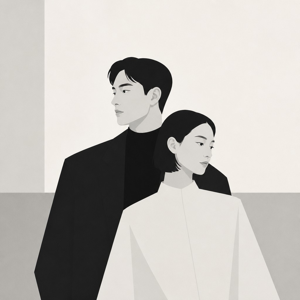 portrait of two people together — Modern Minimalist Furniture Art