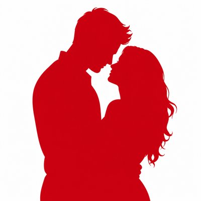 portrait of two people together — Positive Space Art Style