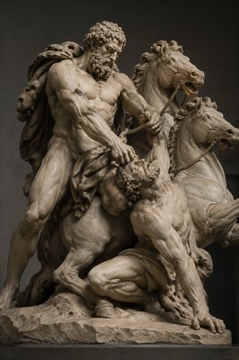 Hercules and Diomedes sculpture