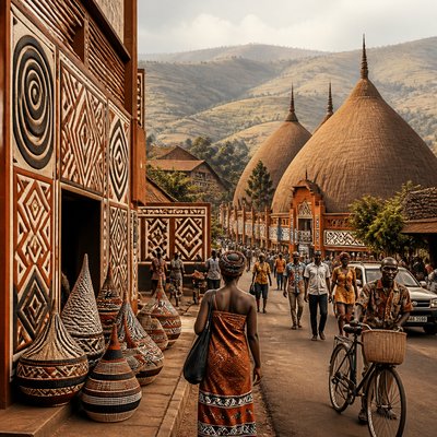 urban street with city activity