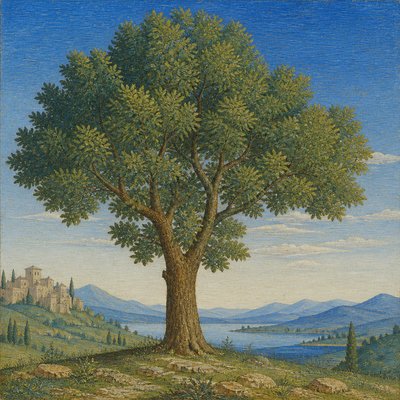 a tree in nature — Egg Tempera Painting Style